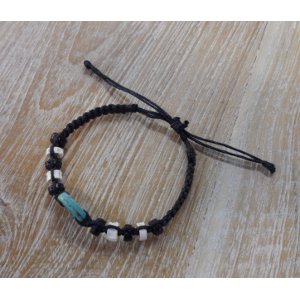 Bracelet  macramé peace and love noir