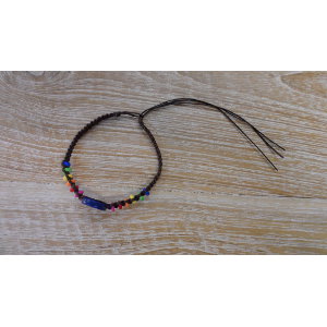 Bracelet macramé peace and love marine/marron