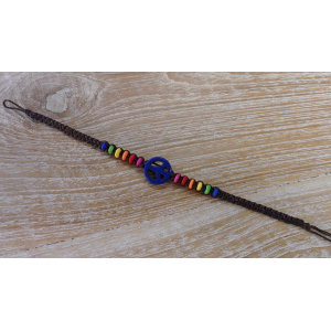 Bracelet macramé peace and love marine/marron