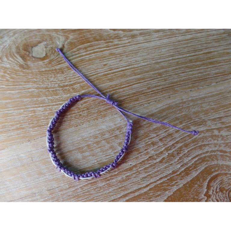 Bracelet ficelle mauve/blanc