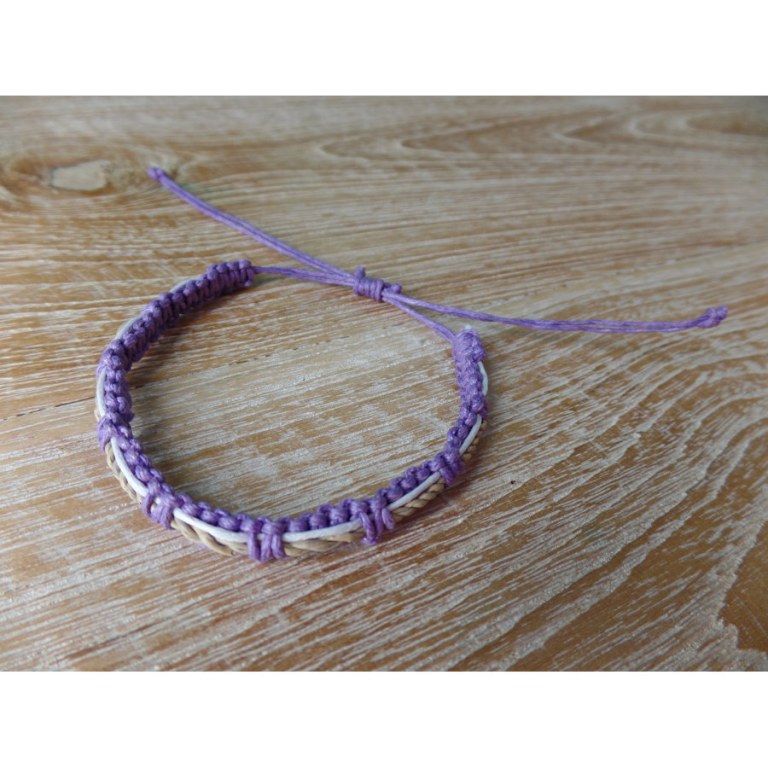 Bracelet ficelle mauve/blanc