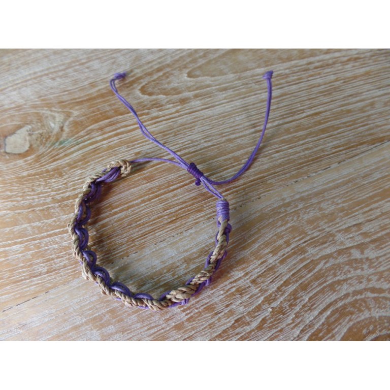 Bracelet noeud plat mauve