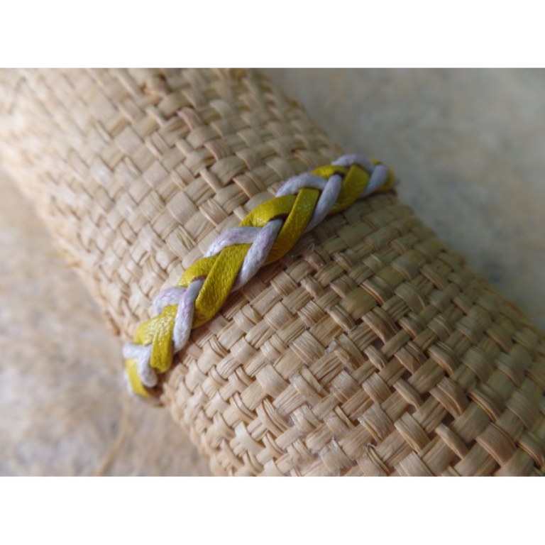 Bracelet bicolore dikepang jaune/blanc