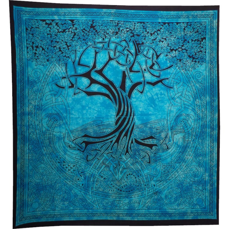 Tenture maxi bleu arbre de vie celtique 