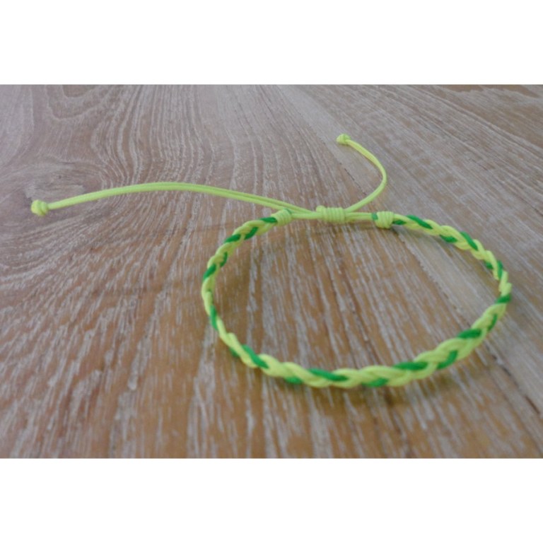 Bracelet flashy vert/jaune tressé 8