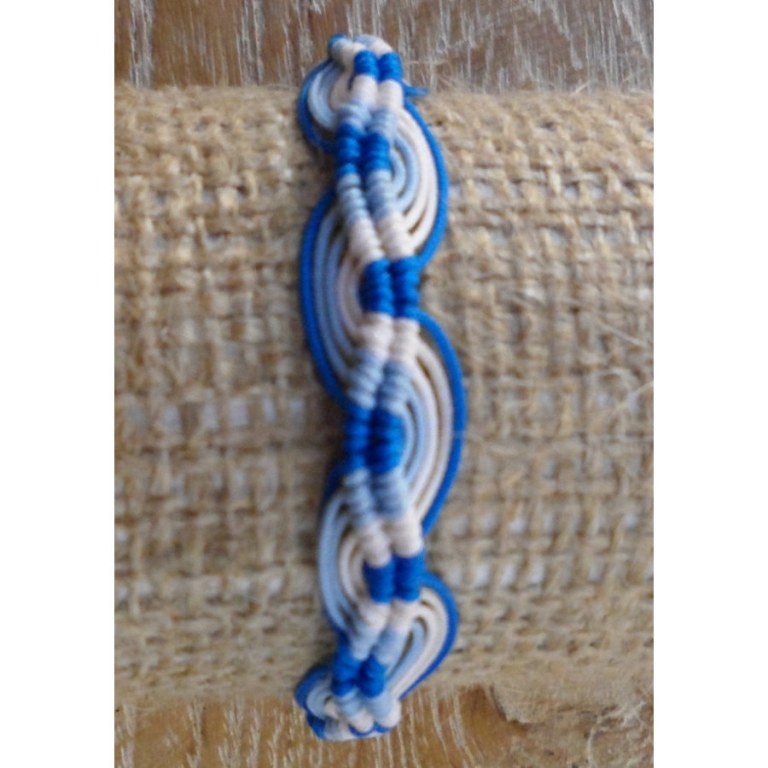 Bracelet macramé blanc et bleu 7