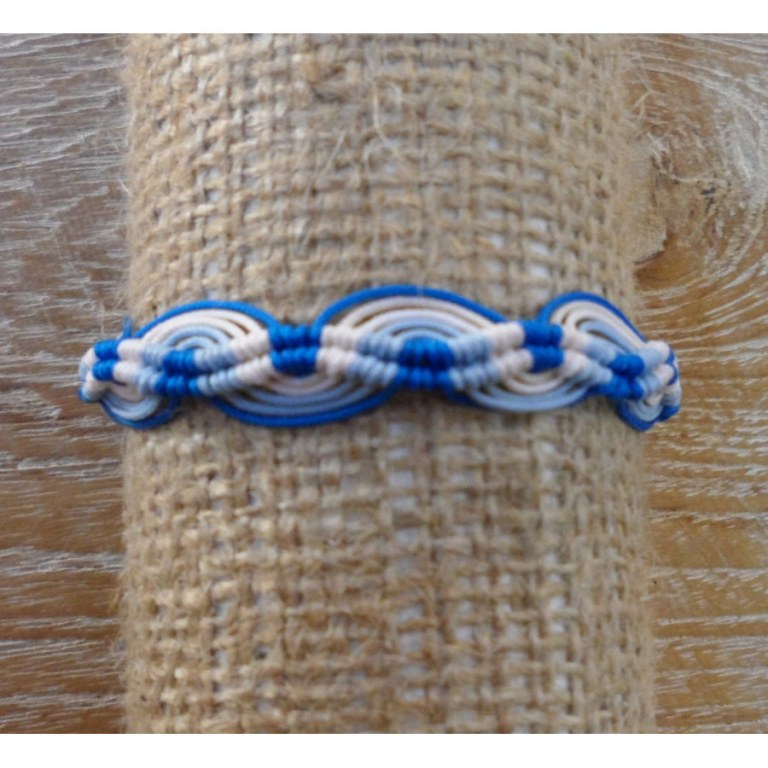 Bracelet macramé blanc et bleu 7