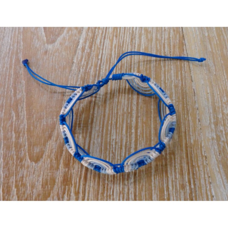 Bracelet macramé blanc et bleu 7