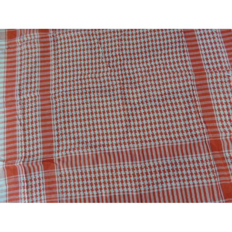 Foulard Riyad carreaux blanc/orange