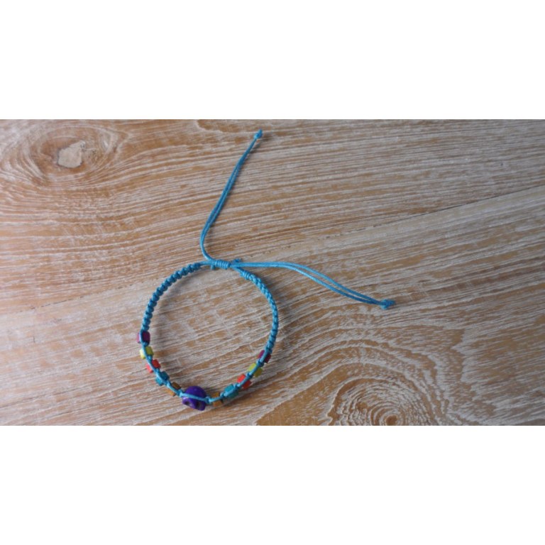 Bracelet macramé skull bleu