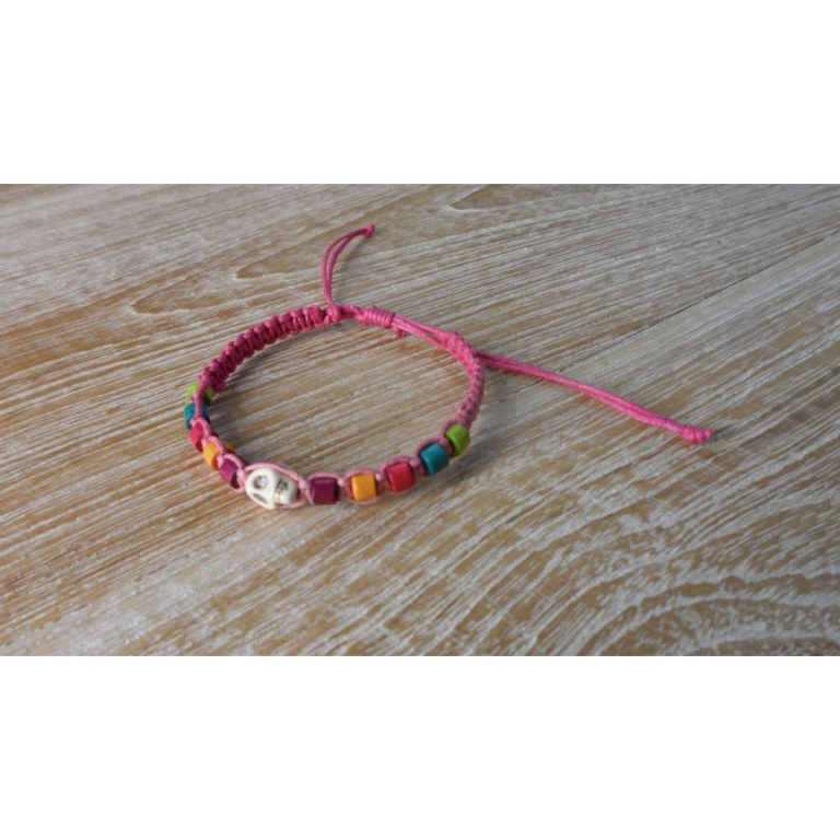 Bracelet macramé rose skull