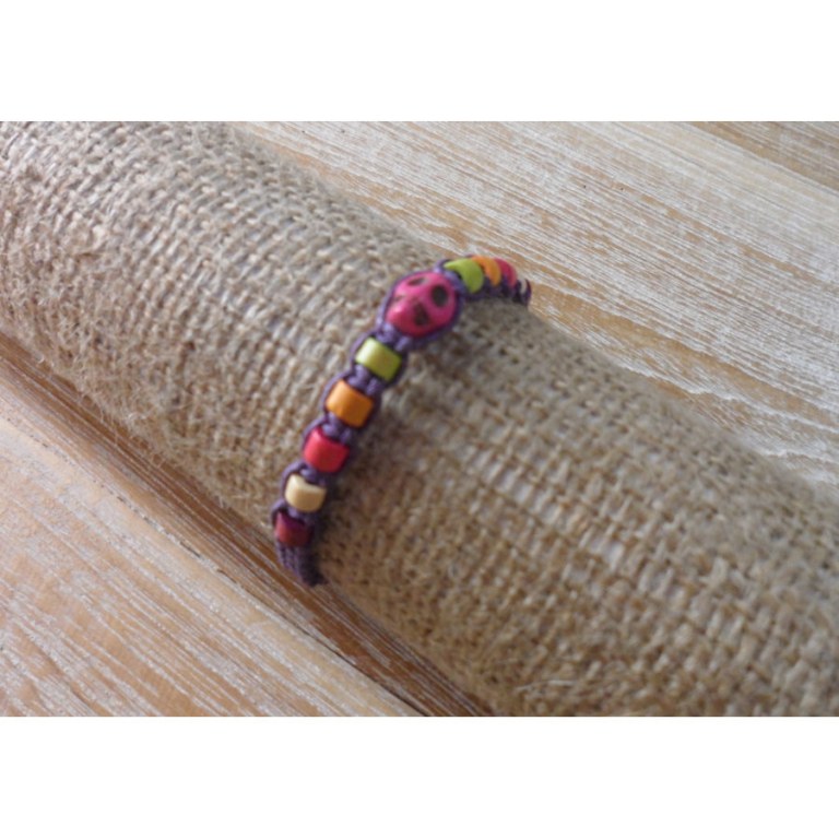 Bracelet macramé violet skull