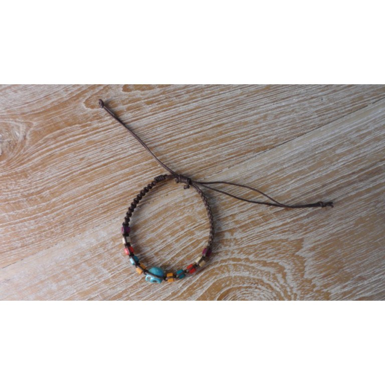 Bracelet macramé skull marron foncé